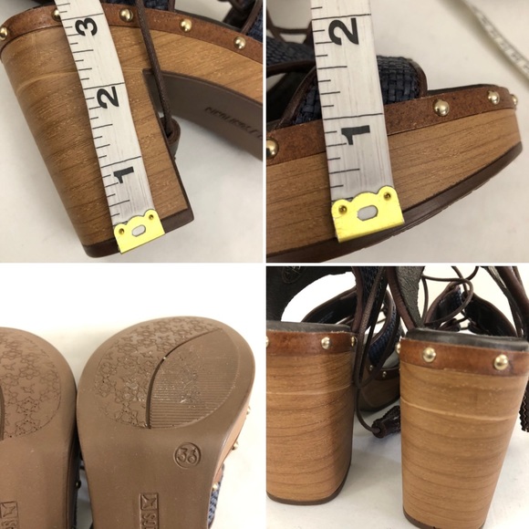 PIKOLINOS Sz 36 Blue Leather Stacked Heel Sandals - Picture 12 of 13